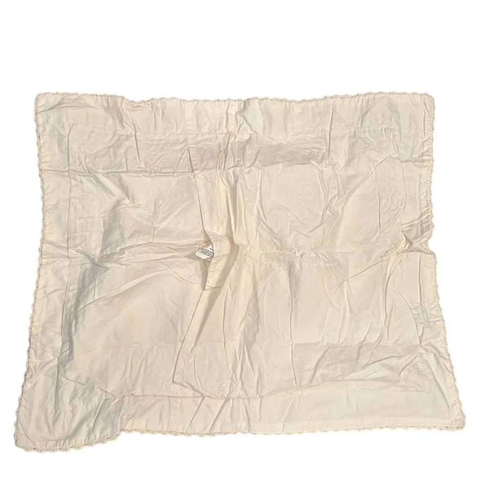 Crochet Pillow Sham Cover 25x30 Cream  Envelope Closure Vintage Cottagecore